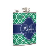 Emerald Green Whart marokkanisches Pattern Navy Mo Flachmann (Rechts)