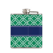 Emerald Green Whart marokkanisches Pattern Navy Mo Flachmann (Rückseite)
