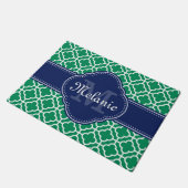 Emerald Green Whart marokkanisches Pattern Navy Mo Fußmatte (Schrägansicht)