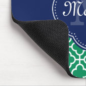 Emerald Green Whart marokkanisches Pattern Navy Mo Mousepad (Ecke)