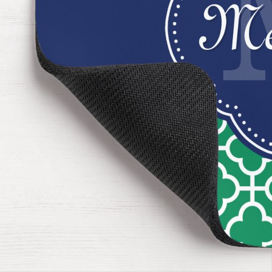 Emerald Green Whart marokkanisches Pattern Navy Mo Mousepad (Ecke)