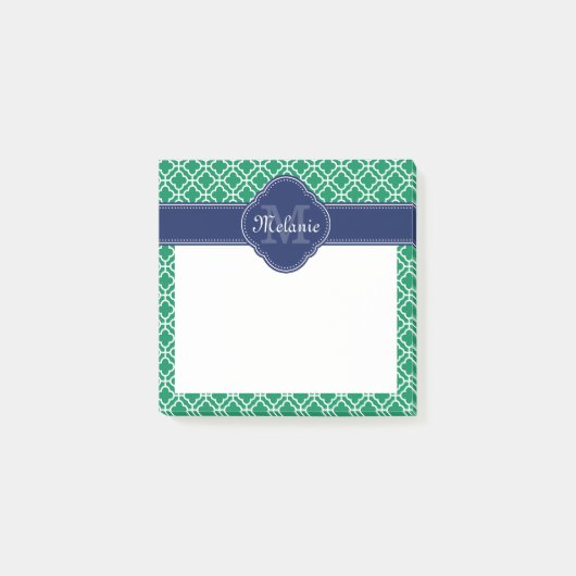 Emerald Green Whart marokkanisches Pattern Navy Mo Post-it Klebezettel (Vorderseite)