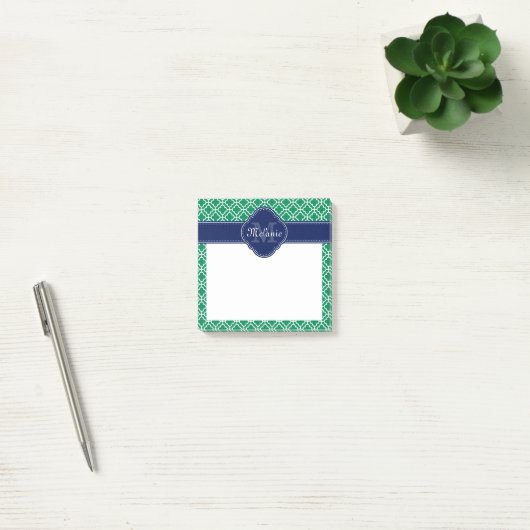 Emerald Green Whart marokkanisches Pattern Navy Mo Post-it Klebezettel (Büro)