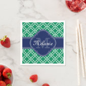 Emerald Green Whart marokkanisches Pattern Navy Mo Serviette (Beispiel)