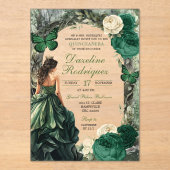 Emerald Green Whimsical Forest Quinceanera Acryleinladungen (Vorderseite)