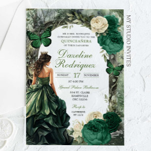 Emerald Green Whimsical Forest Quinceanera Acryleinladungen