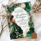 Emerald Green Whimsical Forest Quinceanera Einladung