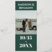 Emerald Green White Foto Bold Minimalistisch Weddi Programm (Vorderseite)