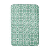 Emerald Green White Geometric Seamless Muster Badematte (Vorderseite Vertikal)