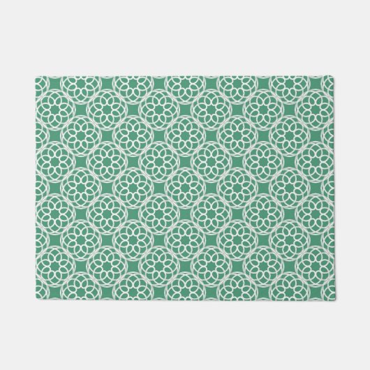Emerald Green White Geometric Seamless Muster Fußmatte (Vorderseite)