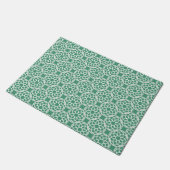 Emerald Green White Geometric Seamless Muster Fußmatte (Schrägansicht)
