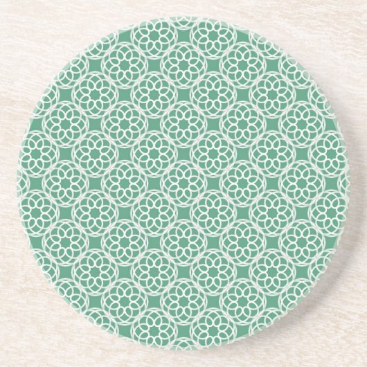 Emerald Green White Geometric Seamless Muster Getränkeuntersetzer (Vorne)