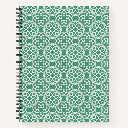 Emerald Green White Geometric Seamless Muster Notizblock (Vorderseite)