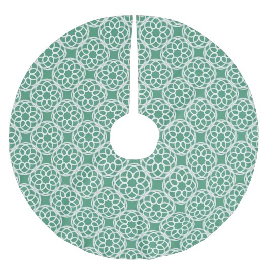 Emerald Green White Geometric Seamless Muster Polyester Weihnachtsbaumdecke (Vorderseite)