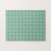 Emerald Green White Geometric Seamless Muster Puzzle (Horizontal)