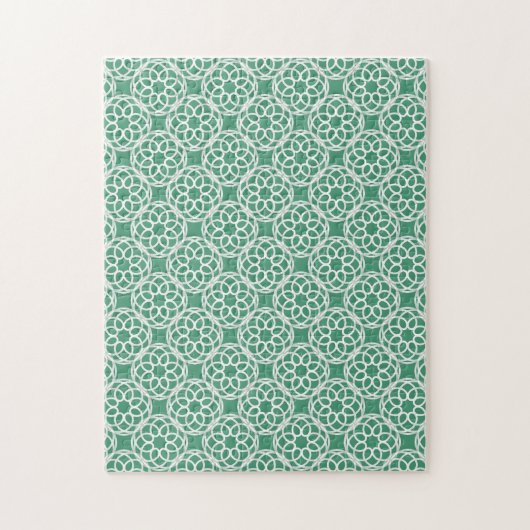 Emerald Green White Geometric Seamless Muster Puzzle (Vertikal)