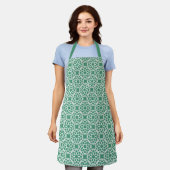 Emerald Green White Geometric Seamless Muster Schürze (Getragen)