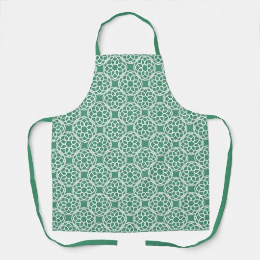 Emerald Green White Geometric Seamless Muster Schürze (Vorderseite)