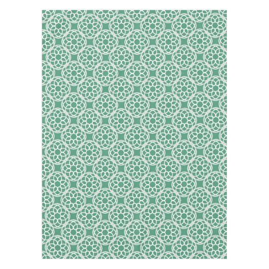 Emerald Green White Geometric Seamless Muster Tischdecke (Vorderseite)