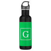 Emerald Green White Gerahmt Initial Monogram Edelstahlflasche (Vorderseite)
