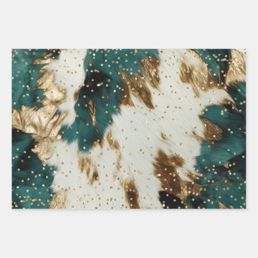 Emerald Green White Gold Weihnachtsbaum Geschenkpapier Set (Vorderseite 3)