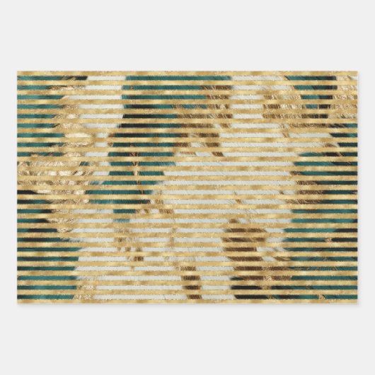 Emerald Green White Gold Weihnachtsbaum Geschenkpapier Set (Vorderseite 2)