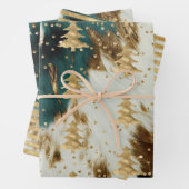 Emerald Green White Gold Weihnachtsbaum Geschenkpapier Set (Beispiel)