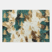 Emerald Green White Gold Weihnachtsbaum Geschenkpapier Set (Vorderseite)