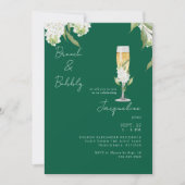 Emerald Green White Hydrangeas Brunch & Bubbly Einladung (Vorderseite)