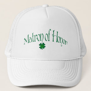 Emerald Green, White Kleeblatt Matron of Honor Cap Truckerkappe