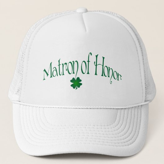 Emerald Green, White Kleeblatt Matron of Honor Cap Truckerkappe (Vorderseite)