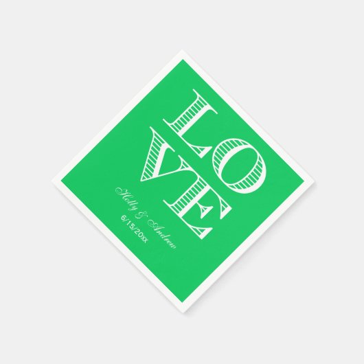 Emerald Green, White LIEBE Napkins Serviette (Ecke)