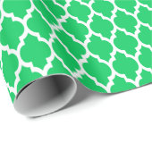 Emerald Green White marokkanische Quatrefolienmust Geschenkpapier (Rolleneckpunkt)