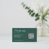 Emerald Green White Roses UAWG QR Code Wedding Begleitkarte (Stehend Vorderseite)