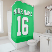 Emerald Green White Sports Jersey Team Jersey Duschvorhang (Beispiel)