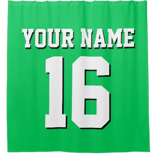 Emerald Green White Sports Jersey Team Jersey Duschvorhang (Vorderseite)
