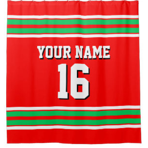 Emerald Green White Stripes Sports Jersey Duschvorhang