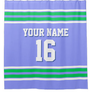 Emerald Green White Stripes Sports Jersey Duschvorhang