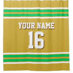 Emerald Green White Stripes Sports Jersey Duschvorhang
