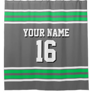Emerald Green White Stripes Sports Jersey Duschvorhang