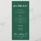 Emerald Green White Typografy Forest Wedding Menükarte (Vorderseite)