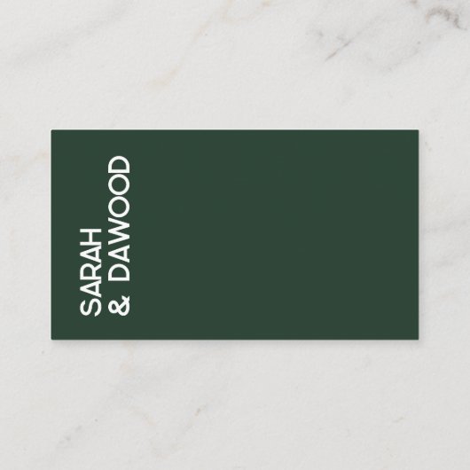 Emerald Green White Wedding Kleid Code Card Begleitkarte (Rückseite)