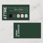 Emerald Green White Wedding Kleid Code Card Begleitkarte (Vorne/Hinten)