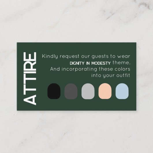 Emerald Green White Wedding Kleid Code Card Begleitkarte (Vorderseite)