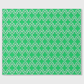 Emerald Green White XL Marokkanisches Quatrefolie Geschenkpapier (Flach)
