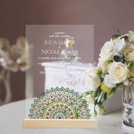 Emerald Green Wild Amazon Forest Mandala Wedding Acryleinladungen