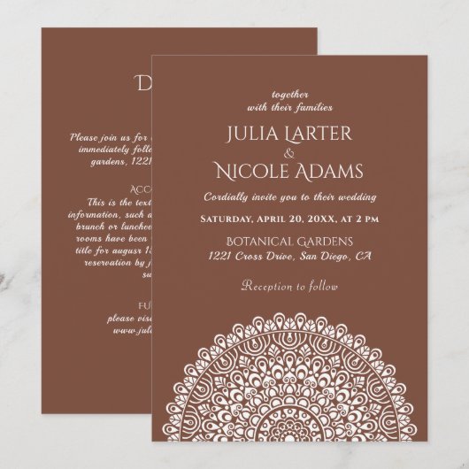 Emerald Green Wild Amazon Forest Mandala Wedding Einladung (Vorne/Hinten)