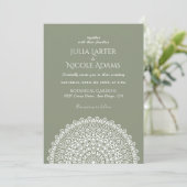 Emerald Green Wild Amazon Forest Mandala Wedding Einladung (Stehend Vorderseite)