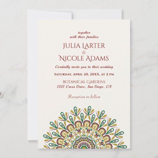 Emerald Green Wild Amazon Forest Mandala Wedding Einladung (Vorderseite)