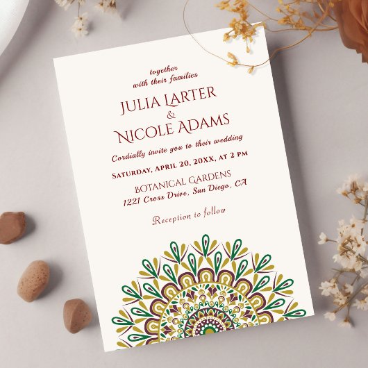Emerald Green Wild Amazon Forest Mandala Wedding Einladung